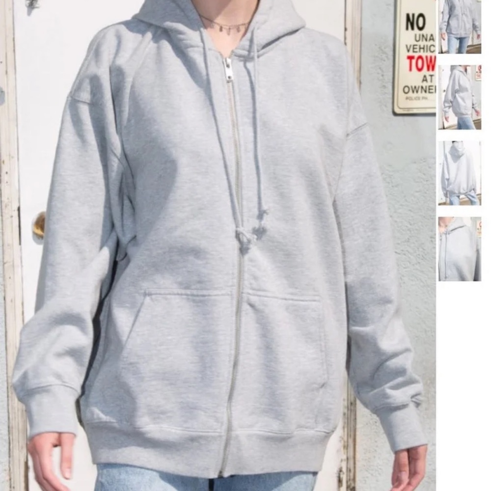 BRANDY MELVILLE GREY ZIP-UP HOODIE NWT